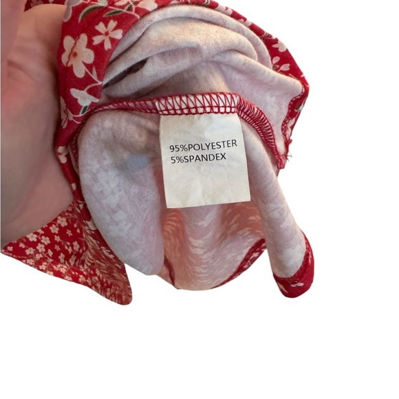 Women’s Red & White Short Sleeve Floral Pattern V-Neck Maternity Dress. Size XL. - Picture 7 of 8